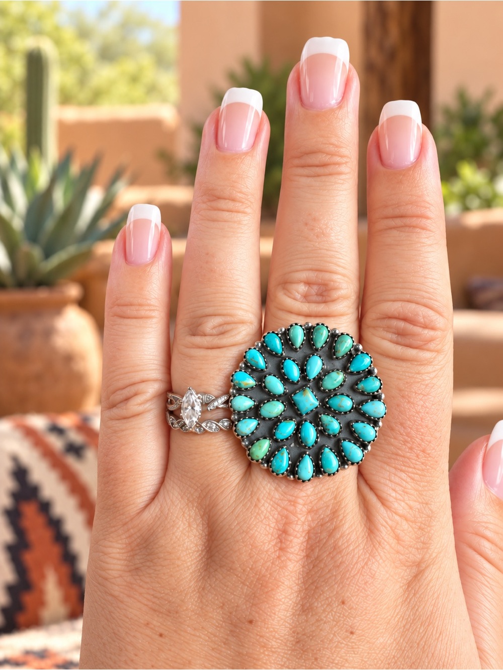 Gorgeous Authentic Turquoise Sterling Silver Adjustable band Ring 🩵